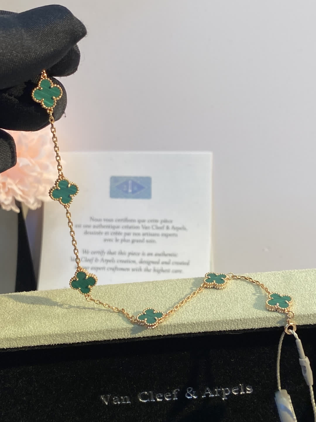 Van Cleef & Arpels Vintage Alhambra Emerald Green Enamel Bracelet